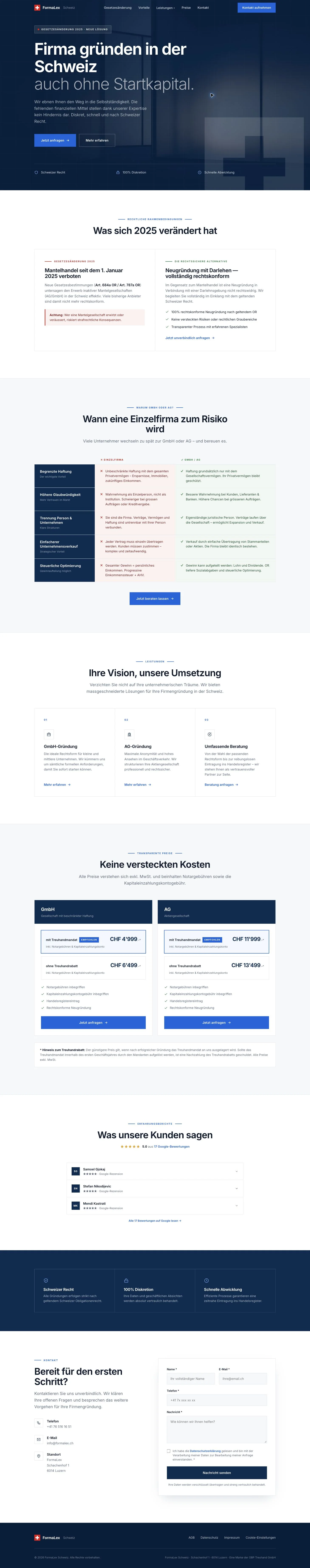 Screenshot der Startseite von FormaLex