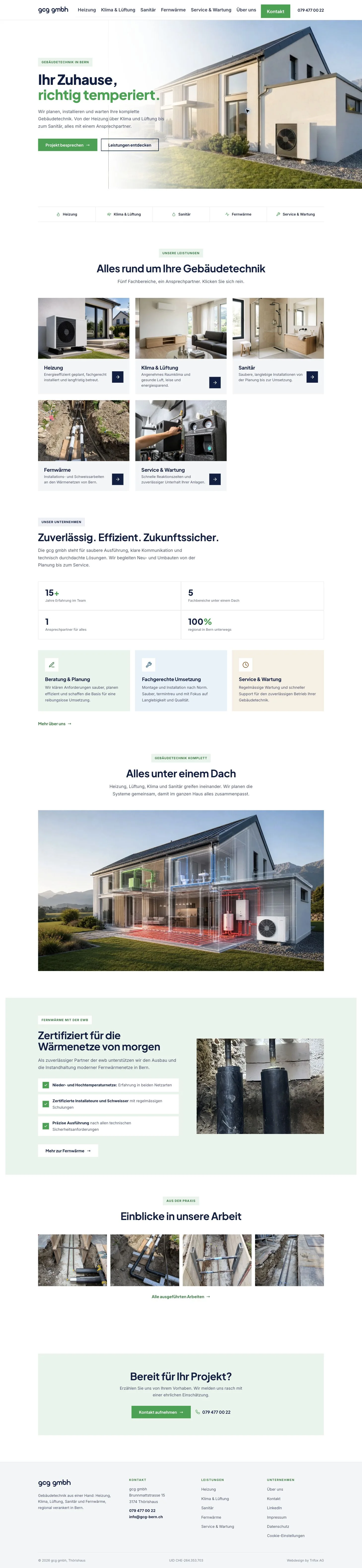 Screenshot der Startseite von gcg GmbH