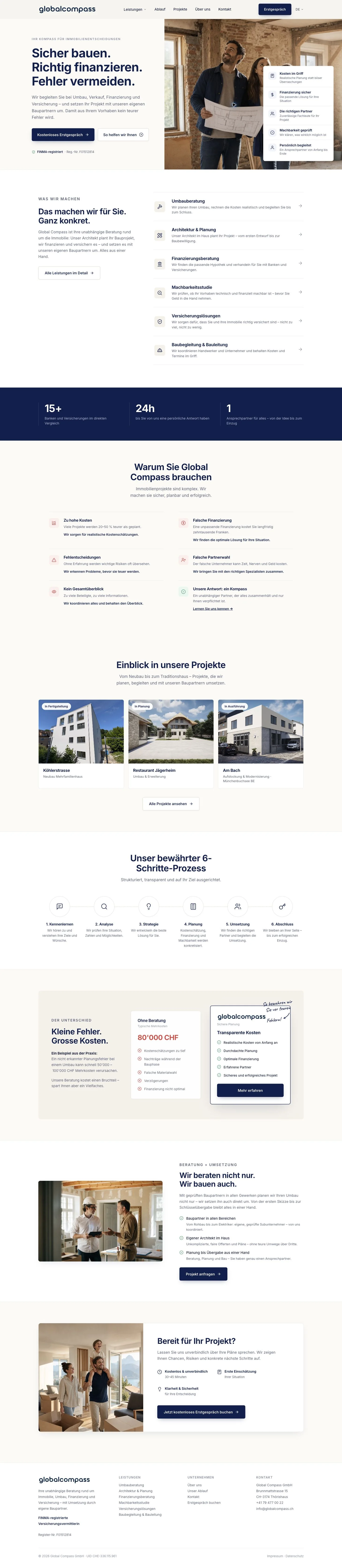 Screenshot der Startseite von Global Compass GmbH
